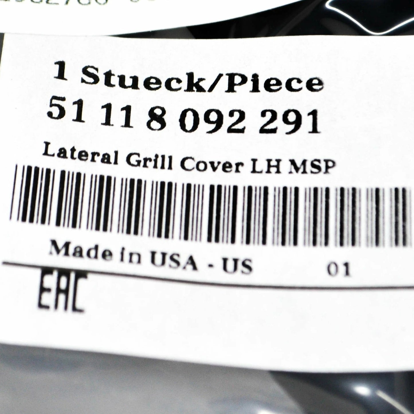 NEW BMW X6 G06 M FRONT BUMPER LEFT GRILLE COVER 51118092291 ORIGINAL