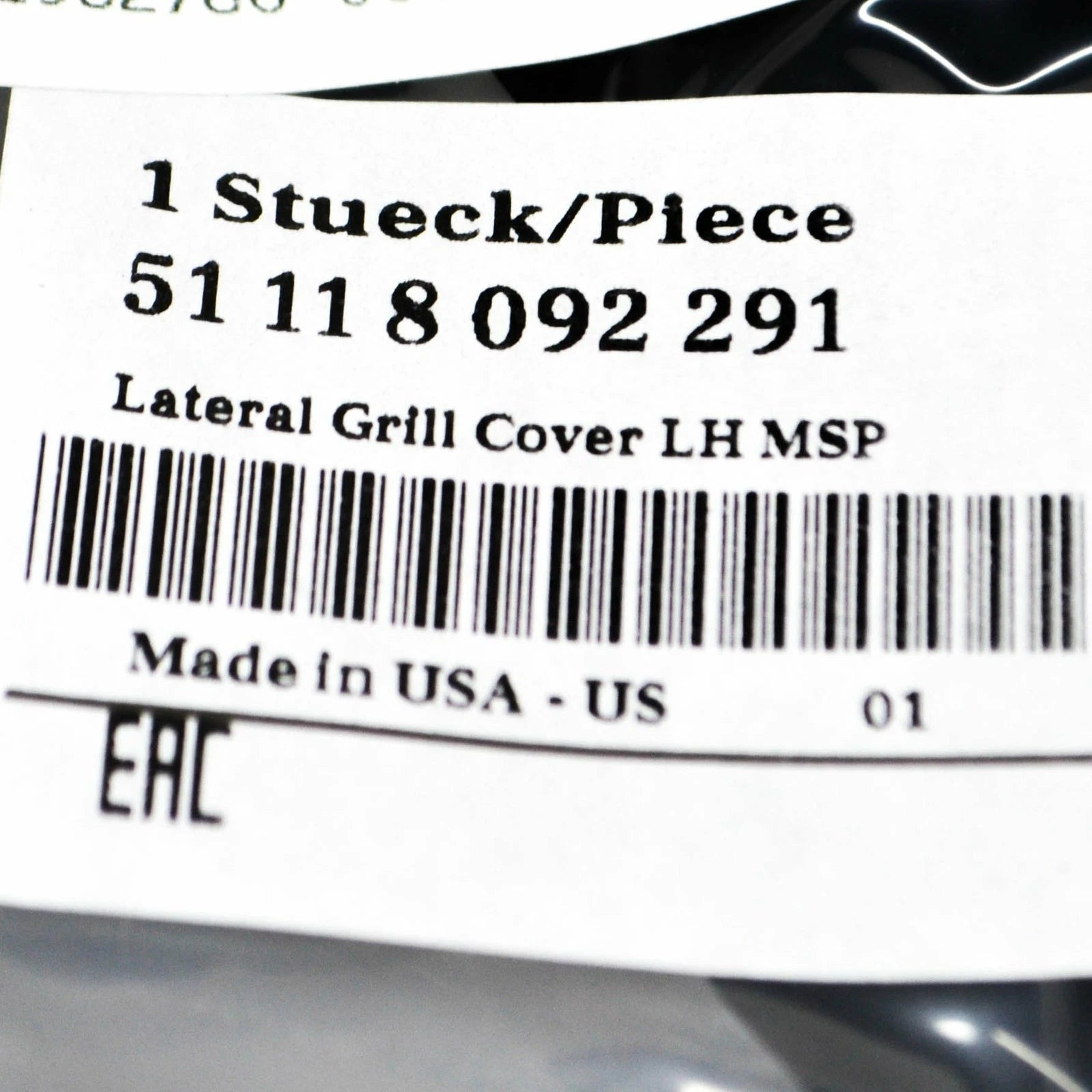 NEW BMW X6 G06 M FRONT BUMPER LEFT GRILLE COVER 51118092291 ORIGINAL