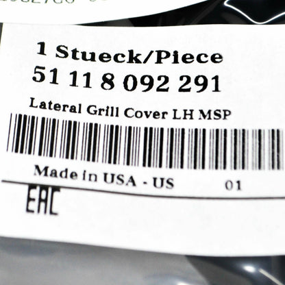 NEW BMW X6 G06 M FRONT BUMPER LEFT GRILLE COVER 51118092291 ORIGINAL