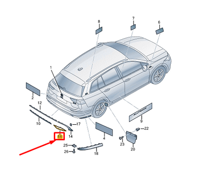 new vw golf cd mk8 rear left bumper trim 5h98532092zz original