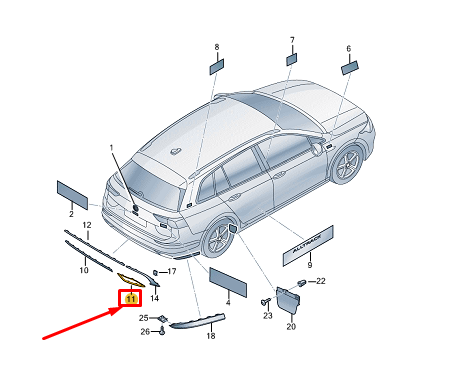 new vw golf cd mk8 rear left bumper trim 5h98532092zz original