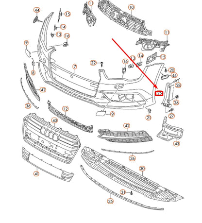 NEW AUDI A7 SPORTBACK 4G8 FRONT BUMPER RIGHT ADAPTER 4G8807084B ORIGINAL