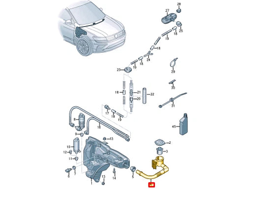 NEW VOLKSWAGEN TIGUAN AD WASHER RESERVOIR TANK FILLER NECK 5NA955463A ORIGINAL