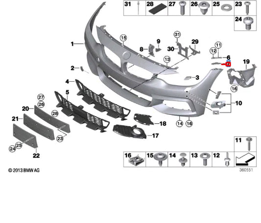 NEW BMW 4 COUPE F32 FRONT LEFT BOTTOM SIDE PANEL BRACKET 51117294653 ORIGINAL