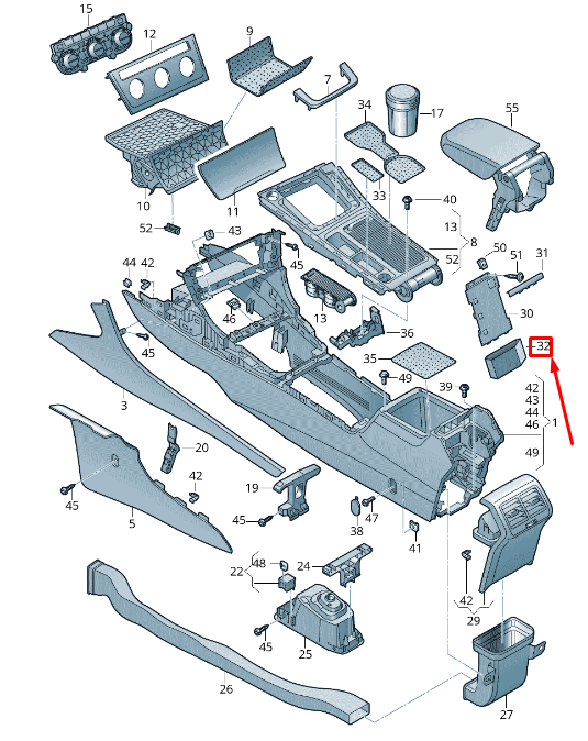 new vw golf 5g mk7 rear center console ashtray housing 5g0864221a041 original