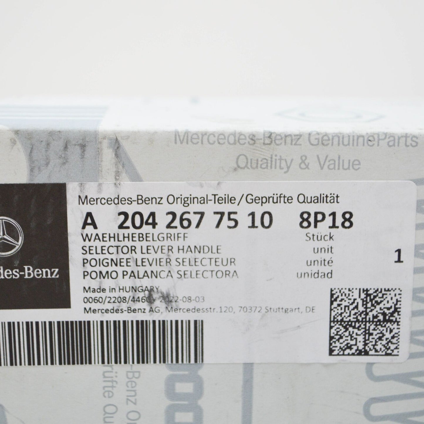 NEW MERCEDES-BENZ C W204 SELECTOR LEVER HANDLE A20426775108P18 ORIGINAL