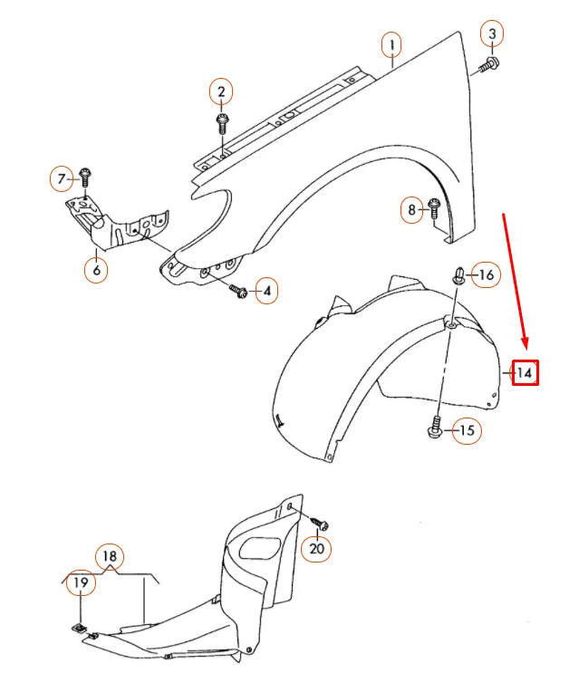 NEW VOLKSWAGEN PASSAT CC FRONT RIGHT WHEEL HOUSING LINER 3C8805978B ORIGINAL