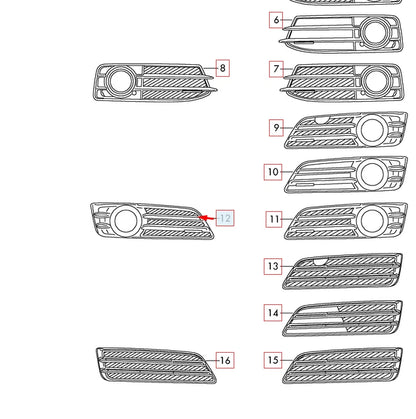 NEW AUDI A3 8PA FRONT RIGHT LOWER LIGHT FOG GRILLE 8P0807682E9B 9B9 2013