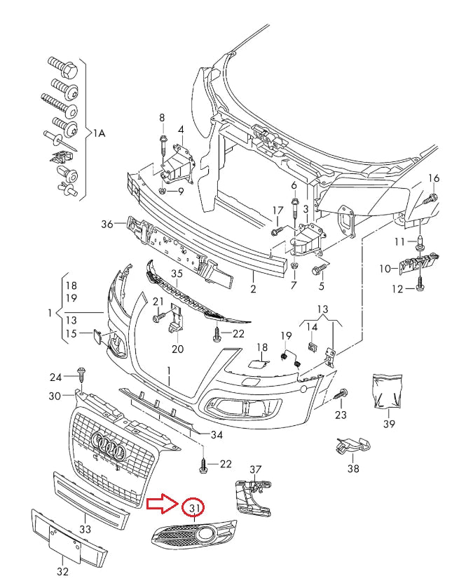 NEW AUDI A3 RS3 8P FRONT BUMPER RIGHT LOWER GRILL 8P0807682LT94 8P0807682L T94