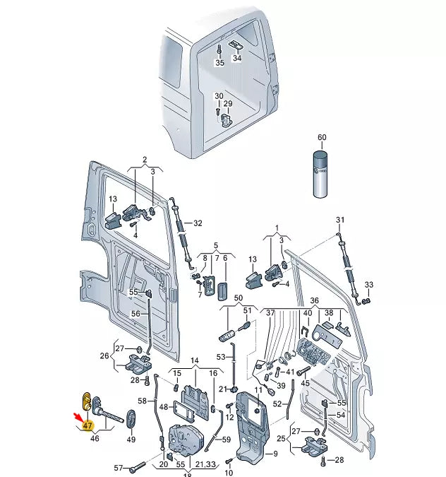 NEW VW TRANSPORTER VI T6 REAR WING DOOR ACTUATOR TRIM 7H0827129D9B9