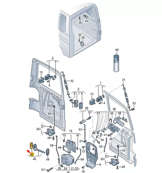 NEW VW TRANSPORTER VI T6 REAR WING DOOR ACTUATOR TRIM 7H0827129D9B9