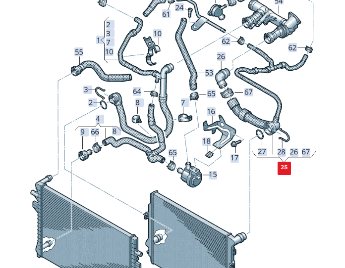 NEW VOLKSWAGEN TIGUAN AD1 LEFT WATER RADIATOR COOLANT HOSE 5QF122101DF ORIGINAL