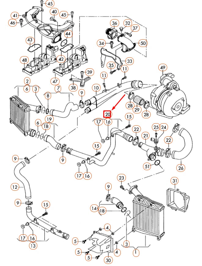 NEW AUDI Q7 4L CHARGE AIR TUBE HOSE 7L6145795AE ORIGINAL