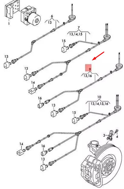 NEW VW GOLF MK6 CONVERTIBLE FRONT LEFT ABS WIRING HARNESS 1K0927903R