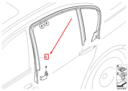 NEW BMW 3 E90 REAR RIGHT DOOR WINDOW FRAME COVER 51347120802 7120802 ORIGINAL