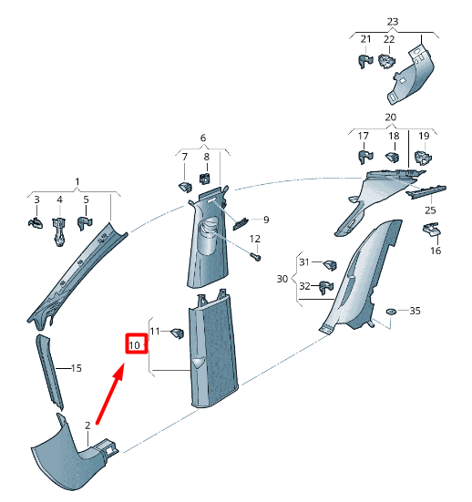 new volkswagen passat b8 3g right side lower b-pillar trim 3g0867292b3hs