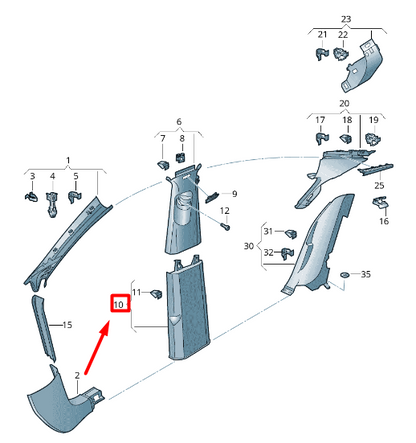 new volkswagen passat b8 3g right side lower b-pillar trim 3g0867292b3hs