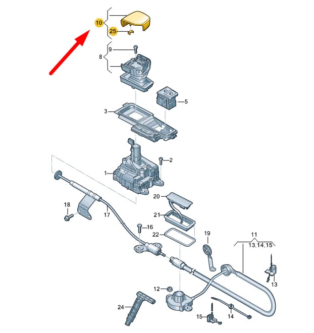 NEW AUDI A8 D5 SELECTOR LEVER HANDLE UPPER LHD 4N1713139FSU5 ORIGINAL