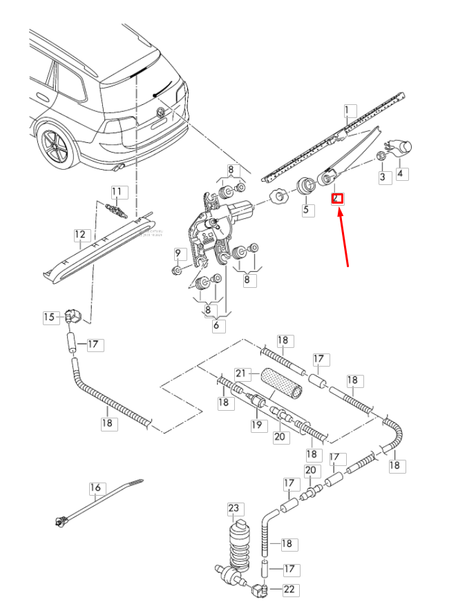 NEW VOLKSWAGEN GOLF VARIANT MK7 REAR LID WINDOW WIPER ARM 5GM955707A ORIGINAL