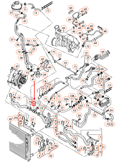 NEW AUDI A3 8P COOLANT THERMOSTAT T-PIECE CONNECTION 1K0121087R ORIGINAL
