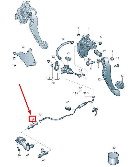 NEW VW GOLF 5G MK7 CLUTCH PEDAL MECHANISM VIBRATION DAMPER LHD 5Q0721574