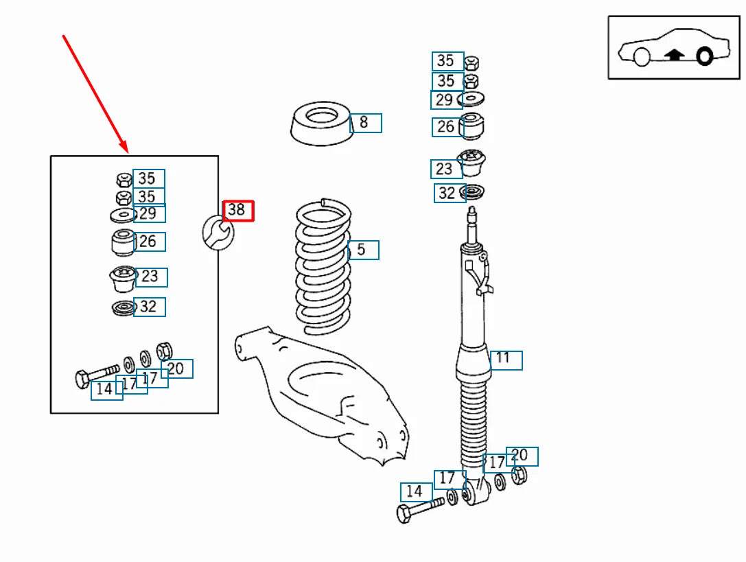 NEW MERCEDES-BENZ SL R129 REAR SHOCK ABSORBER HARDWARE KIT A1243200356 ORIGINAL