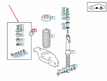 NEW MERCEDES-BENZ SL R129 REAR SHOCK ABSORBER HARDWARE KIT A1243200356 ORIGINAL