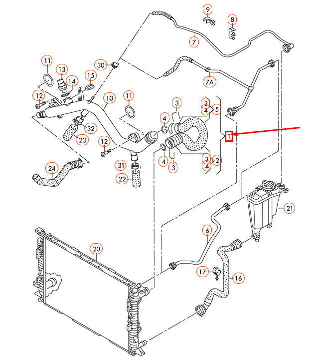 NEW AUDI A4 8K B8 COOLANT HOSE 8K0121101J ORIGINAL