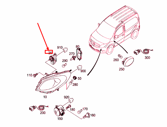 NEW MB CITAN W415 HEADLIGHT RANGE CONTROL ACTUATOR A4159062400 ORIGINAL