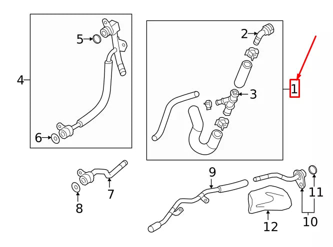 NEW AUDI A3 SPORTBACK 8V UPPER RADIATOR COOLANT HOSE 5Q0122101GS ORIGINAL