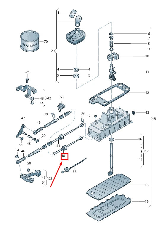 NEW VW EOS 1F GEAR SELECTOR CABLE 1Q0711266A ORIGINAL