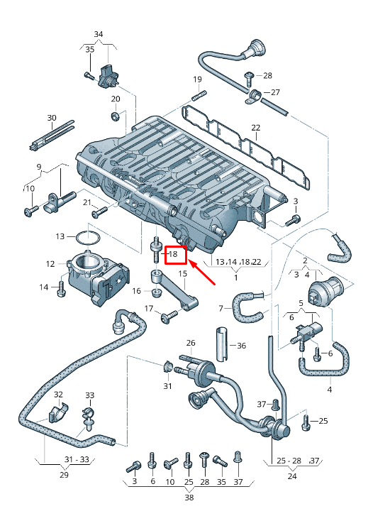 new skoda superb mk2 3t intake manifold bonded rubber bush 06h121273b original