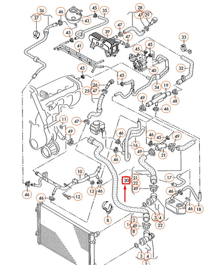 NEW VOLKSWAGEN BEETLE 9C COOLANT HOSE 1C0122101BF ORIGINAL