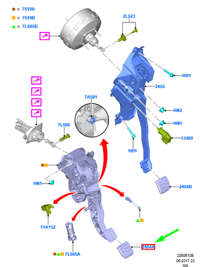 new ford mondeo mk5 clutch pedal pad 5304059 dg9c-7a624-ba original
