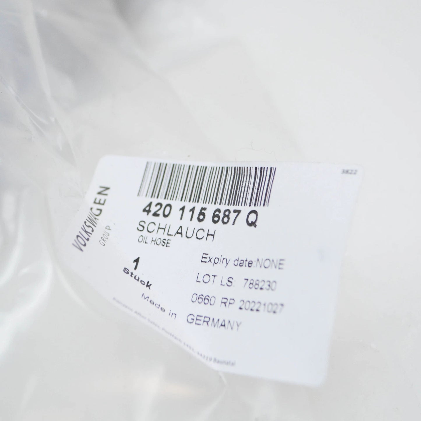 NEW AUDI R8 OIL HOSE 420115687Q ORIGINAL