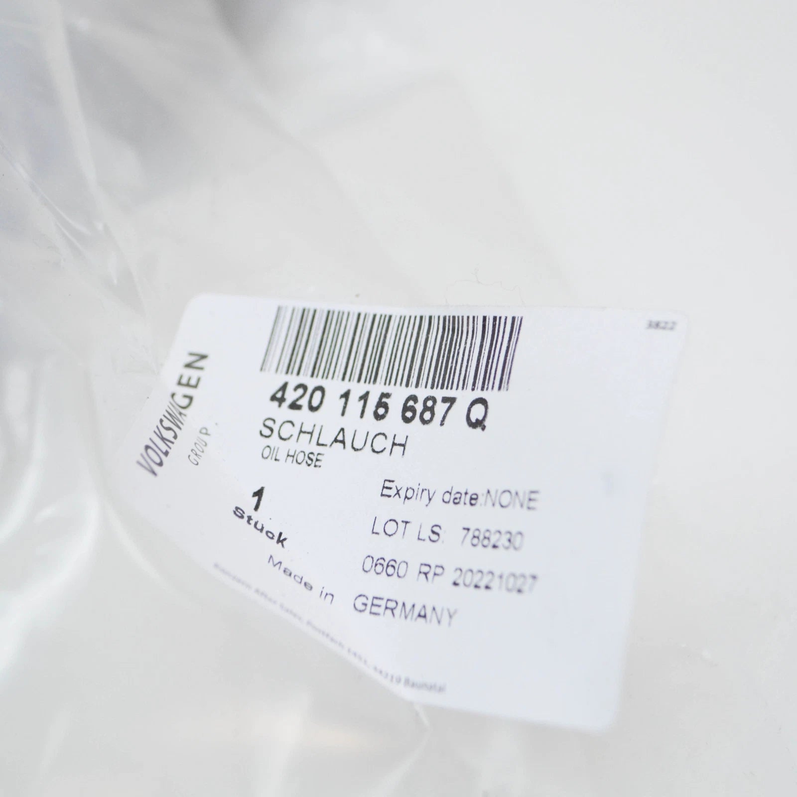 NEW AUDI R8 OIL HOSE 420115687Q ORIGINAL