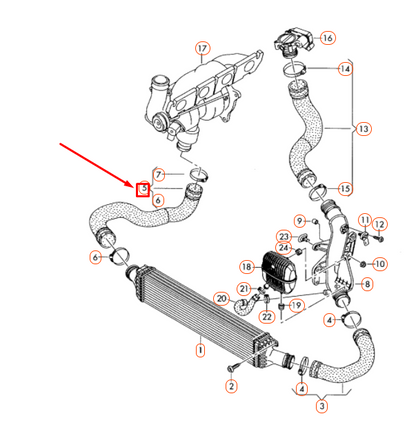 new audi q5 8r right charge air cooler pressure hose 8r0145790f original