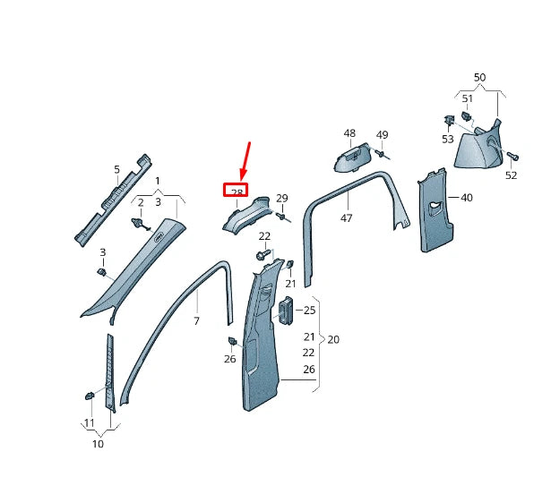 NEW VW TOUAREG 7P MK2 LEFT B-PILLAR TRIM GUIDING PLATE 7P0809173