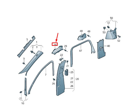 NEW VW TOUAREG 7P MK2 LEFT B-PILLAR TRIM GUIDING PLATE 7P0809173