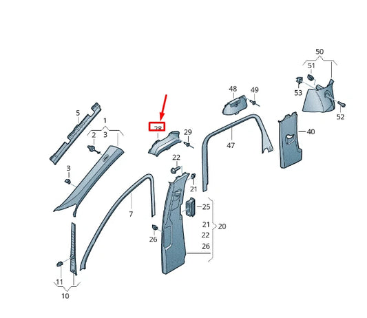 NEW VW TOUAREG 7P MK2 LEFT B-PILLAR TRIM GUIDING PLATE 7P0809173
