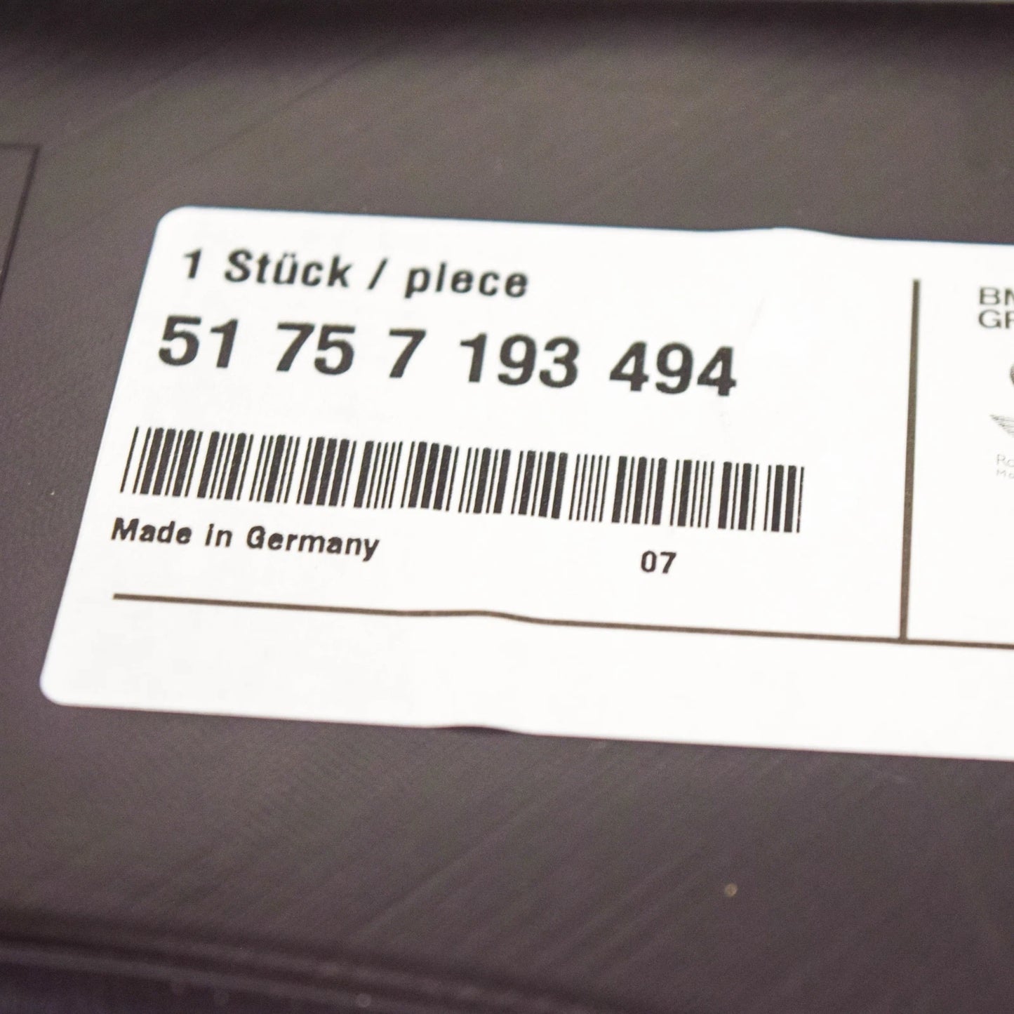 NEW BMW 5 GT F07 FRONT RIGHT FENDER BOTTOM COVER 51757193494 ORIGINAL