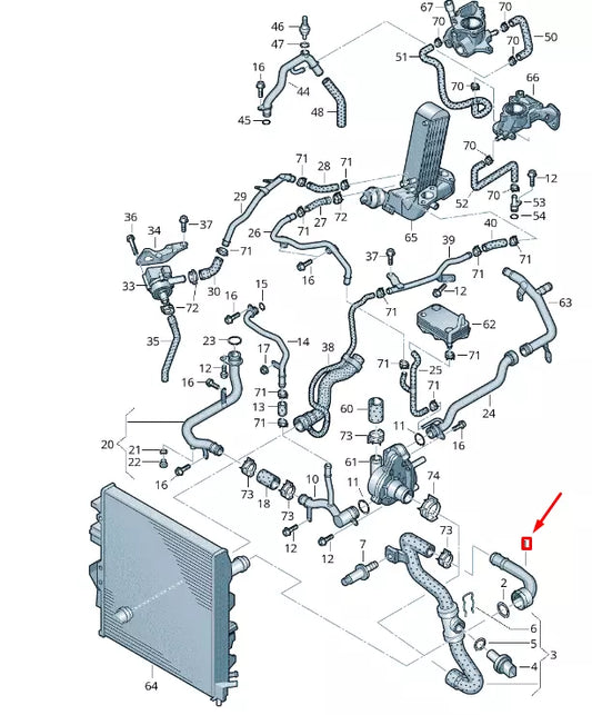 NEW VW TOUAREG 7P MK2 COOLING SYSTEM PIPE ADAPTER 7P6122291C