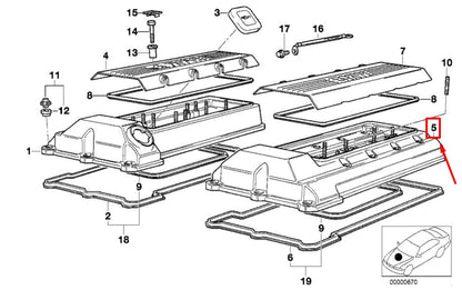NEW BMW 5 E39 ENGINE VALVE COVER 11121742131 1742131 ORIGINAL