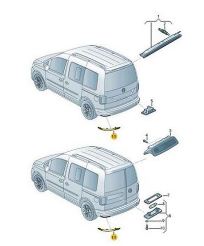 new volkswagen caddy 2k rear bumper left reflector 2k5945105d 2016 original