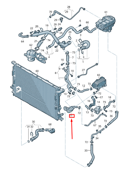 NEW AUDI A6 ALLROAD 4G ENGINE COOLANT HOSE 06E121030B ORIGINAL