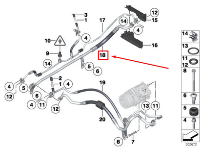NEW BMW 5 F10 A/C REFRIGERANT SUCTION HOSE 9120005 64539120005 ORIGINAL