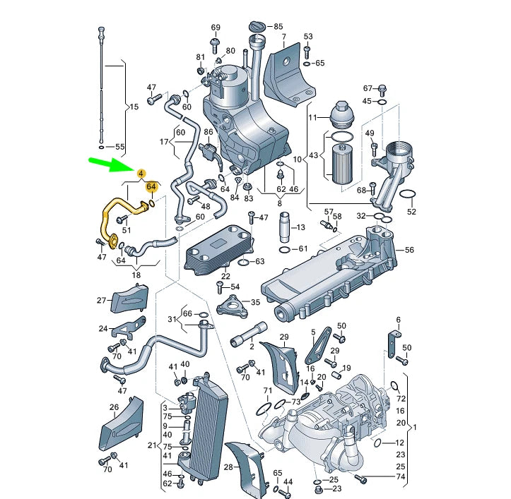 NEW AUDI R8 42 OIL HOSE 420115223C ORIGINAL