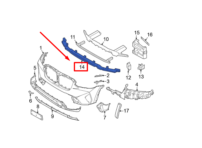 new bmw x3 g01 f97 front bumper absorber foam 51119451169 9451169 original
