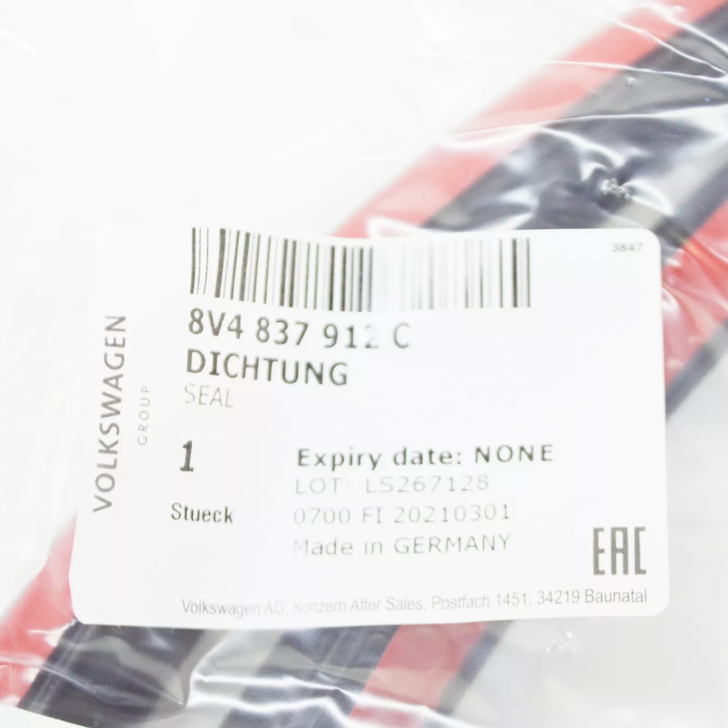 NEW AUDI A3 SPORTBACK 8V FRONT RIGHT OUTER DOOR SEAL RUBBER 8V4837912C ORIGINAL