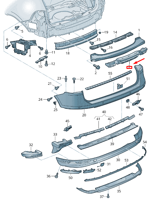 new vw touareg 7p mk2 rear bumper foam 7p6807256f original
